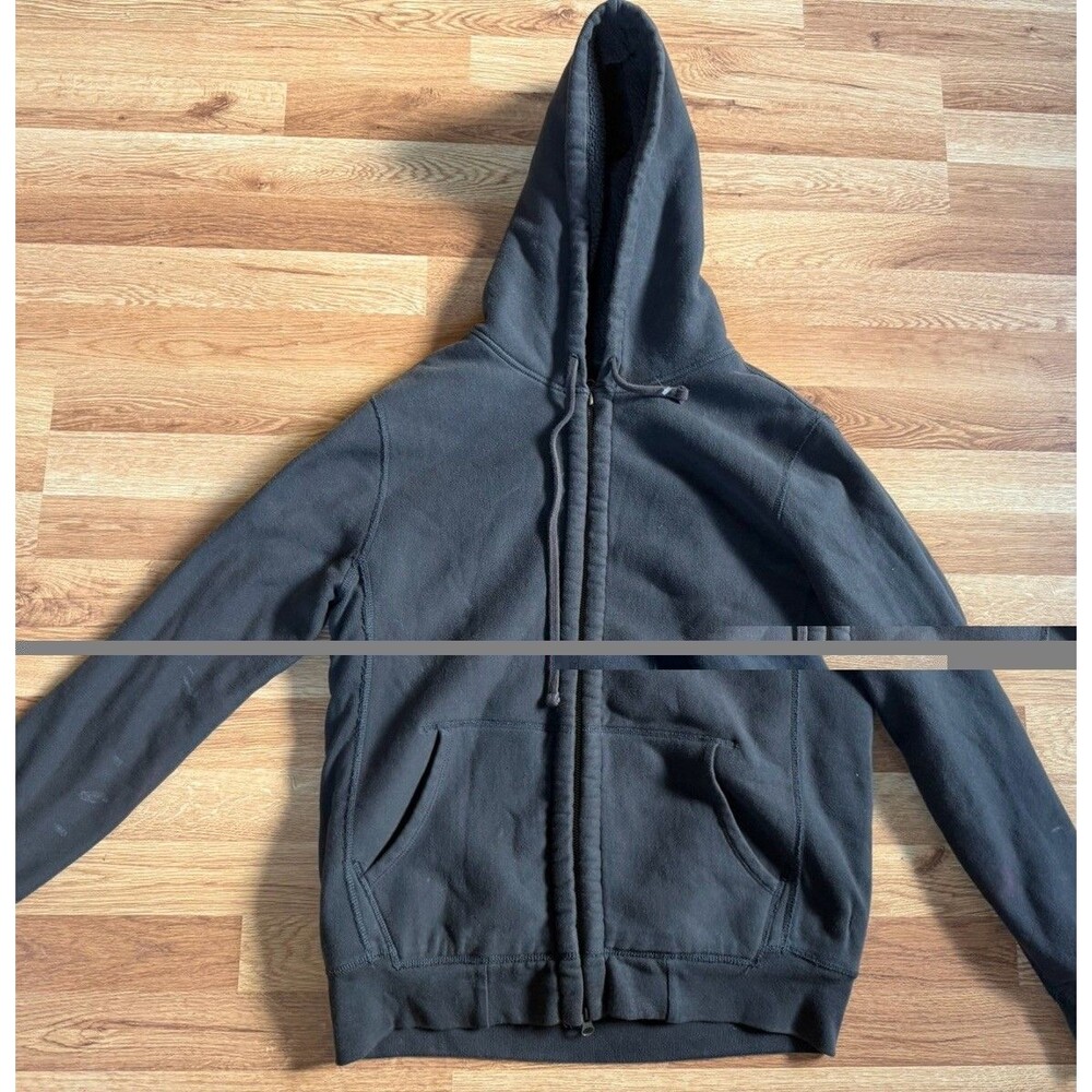 Vintage J.Crew Outerwear Fleece Hoodie Men M Full Zip Black Cotton Blend 97397